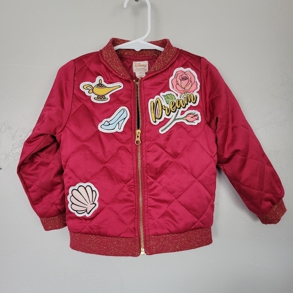 Disney Tutu Couture 3T Princess Jacket Silky Quilted Rose Glass Slipper Seashell